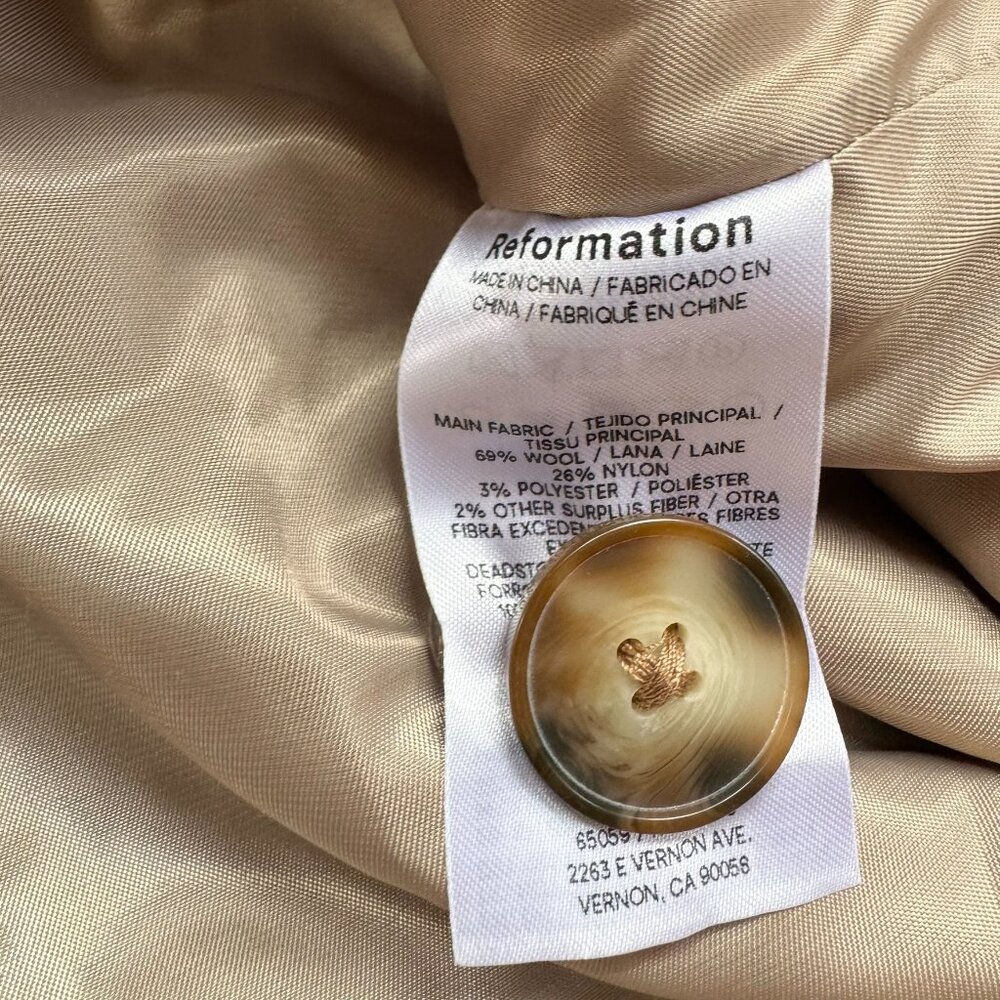 Reformation Enzo Jacket  Wool Blend Short Tan Brown XS - Picture 9 of 15